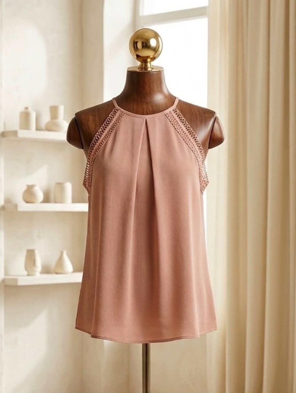 Mine Tank Blouse with Loop Design Size Large